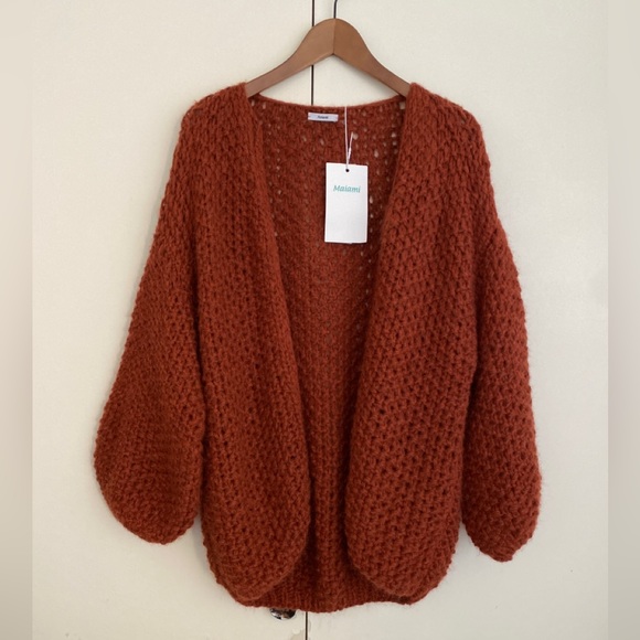 Maiami ALPACA PEARL PATTERN LONG CARDIGAN - Picture 1 of 6